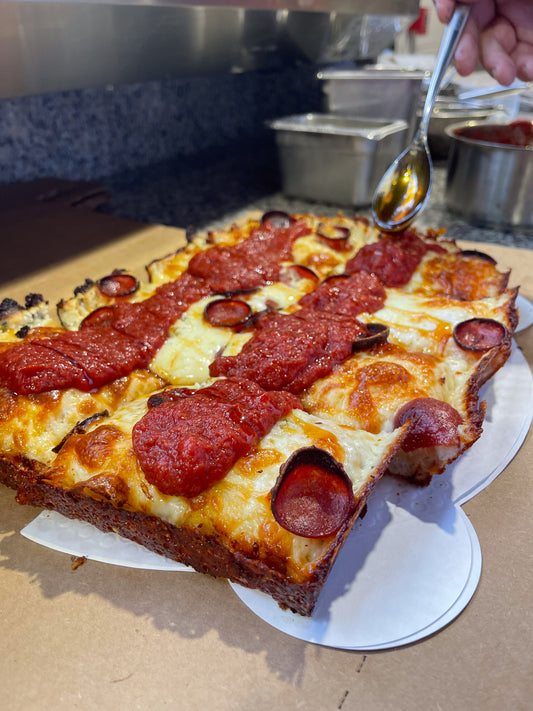 Pepperoni, Boursin Cheese & Hot Honey - Detroit Pizza