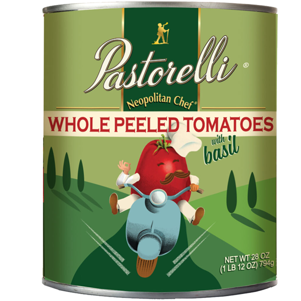 NEAPOLITAN CHEF WHOLE PEELED TOMATOES WITH BASIL – 28OZ CAN