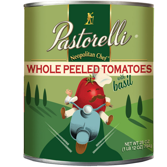 NEAPOLITAN CHEF WHOLE PEELED TOMATOES WITH BASIL – 28OZ CAN